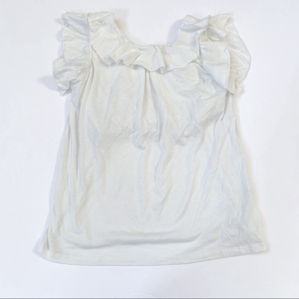 POOF! GIRL WITE RUFFLE TOP SZ M
